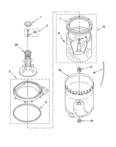 Agitator, basket and tub parts