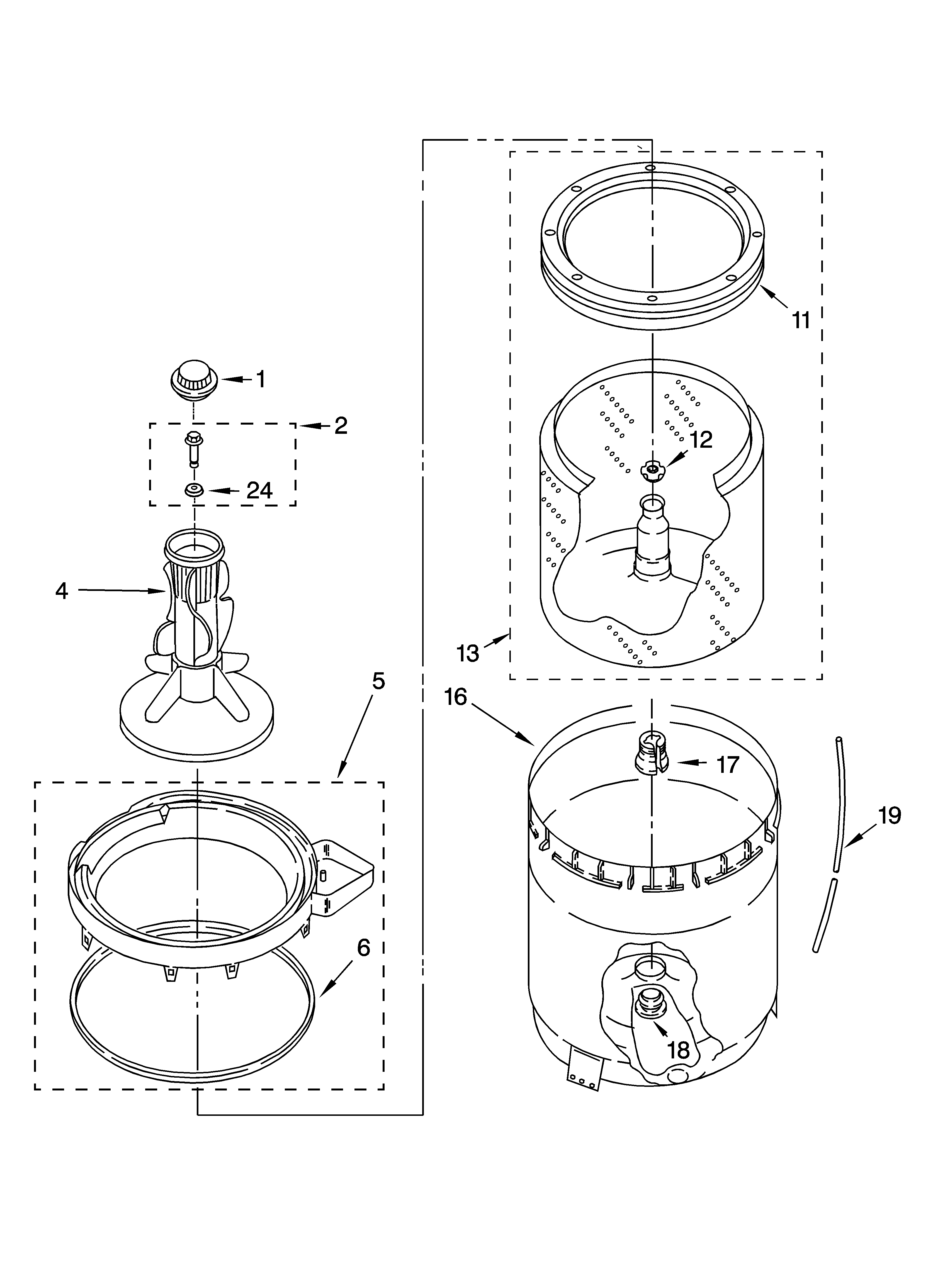 Agitator, basket and tub parts