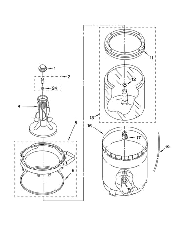 Agitator, basket and tub parts