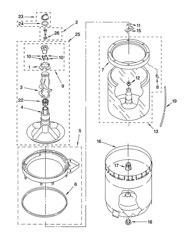 Agitator, basket and tub parts