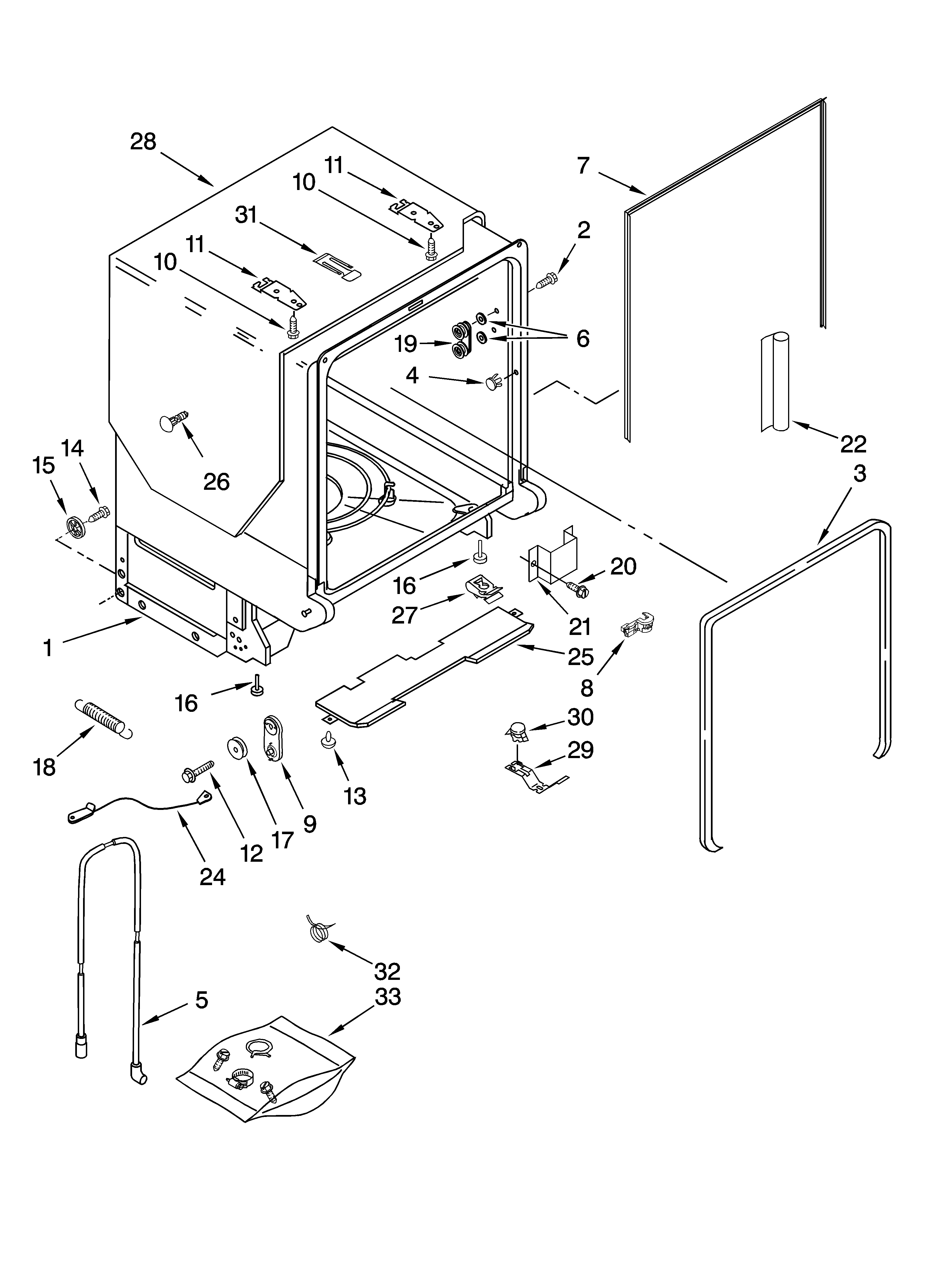 Tub and frame parts