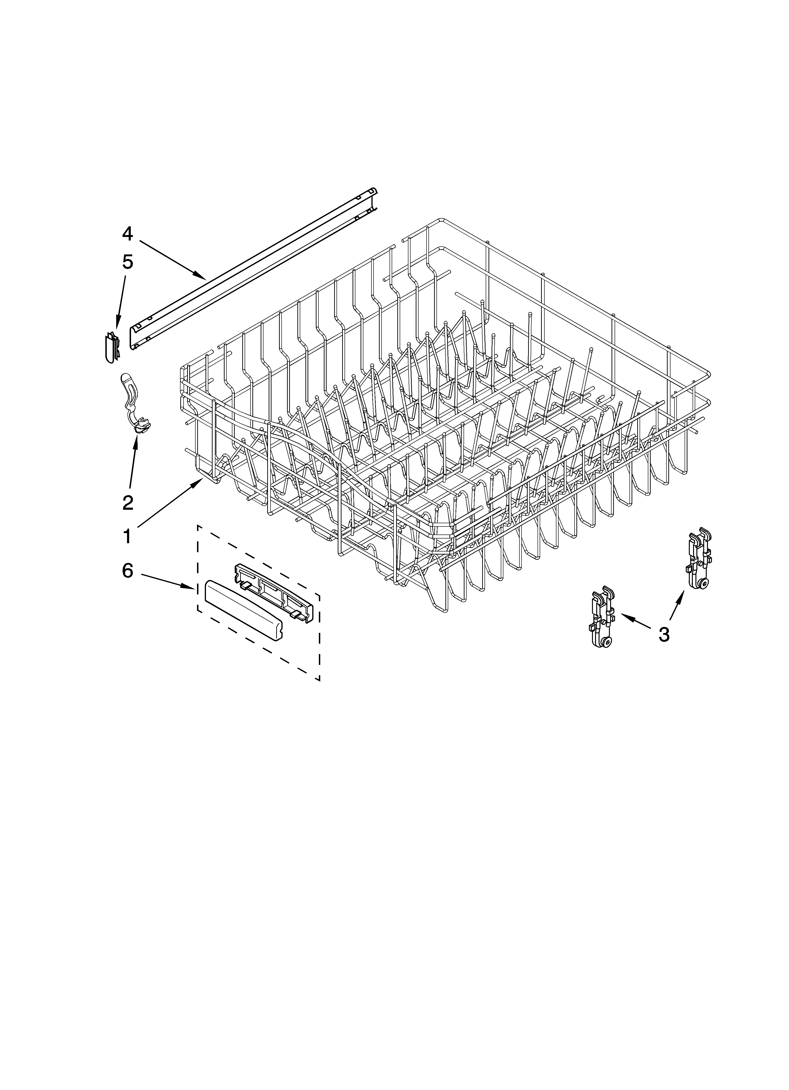 Upper rack and track parts