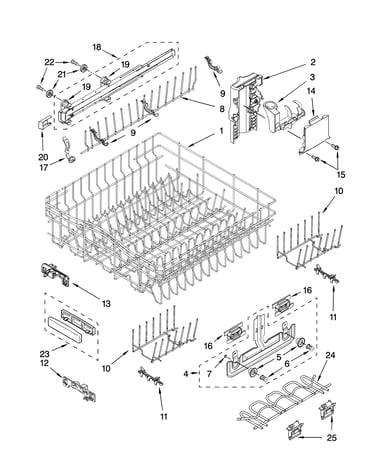 Upper rack and track parts