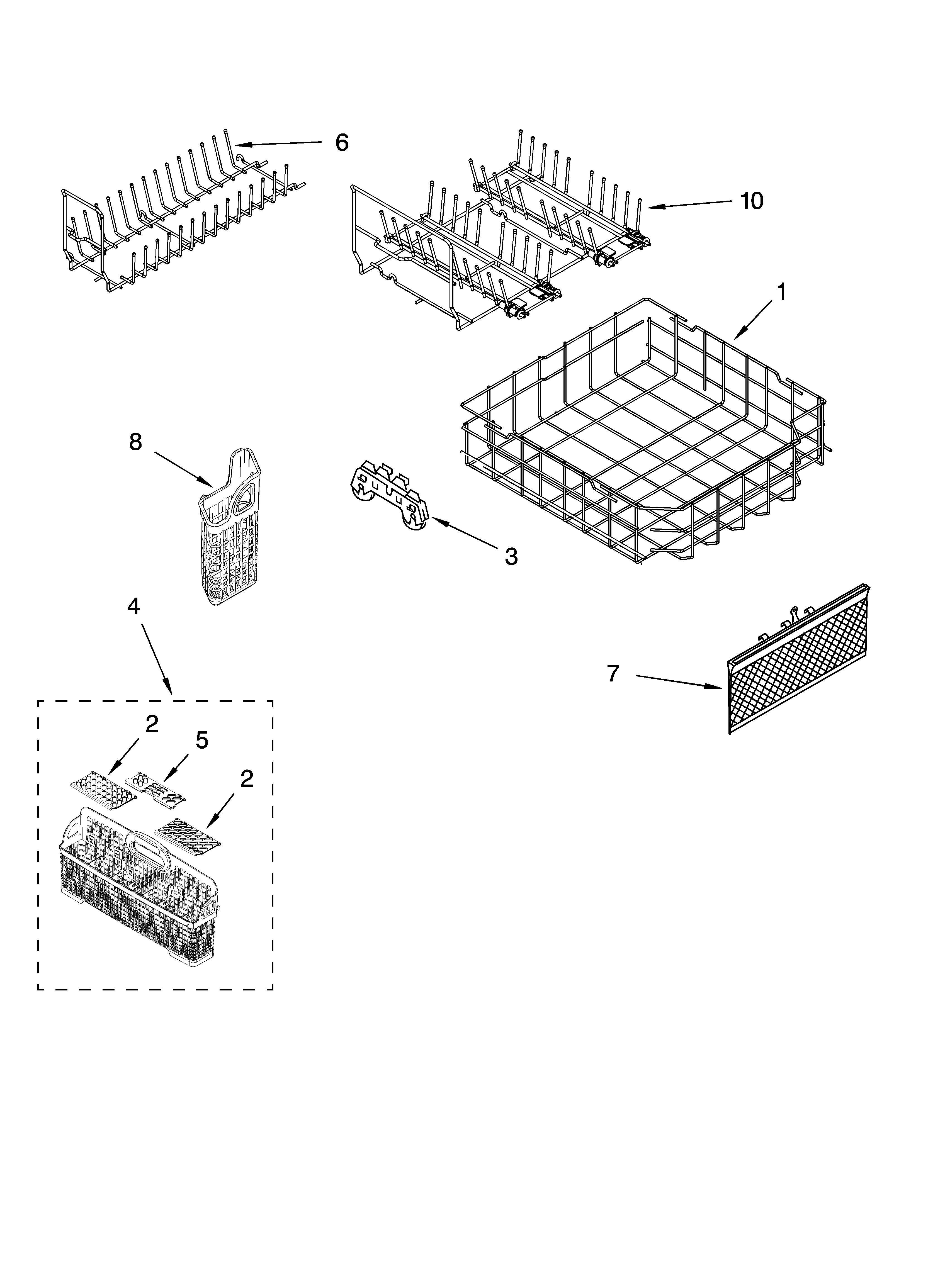 LOWER RACK PARTS, OPTIONAL PARTS (NOT INCLUDED)