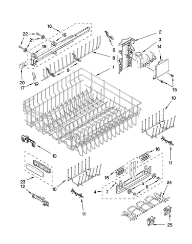 Upper rack and track parts