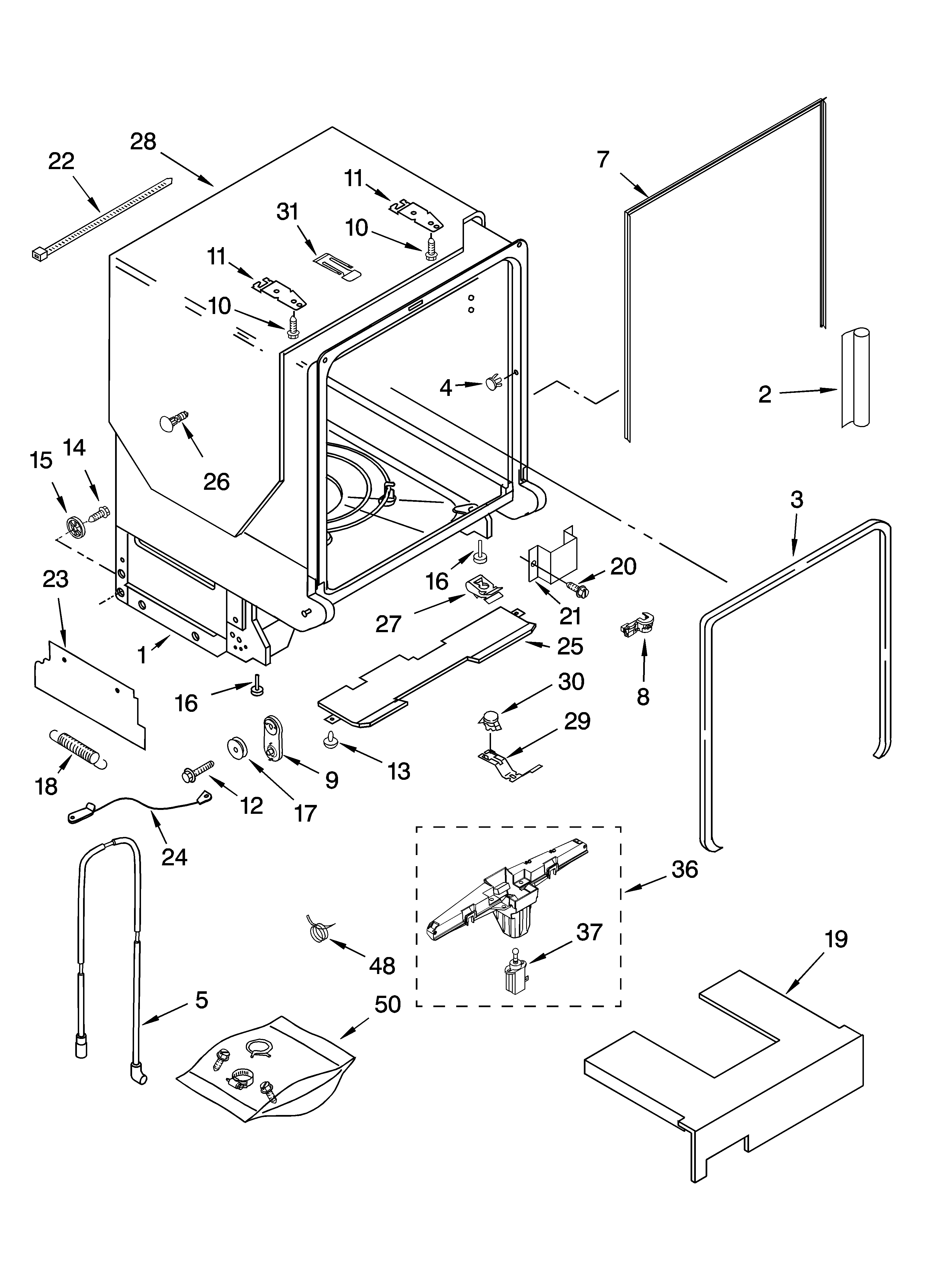 Tub and frame parts