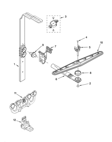 Upper wash and rinse parts