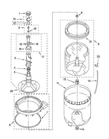 Agitator, basket and tub parts