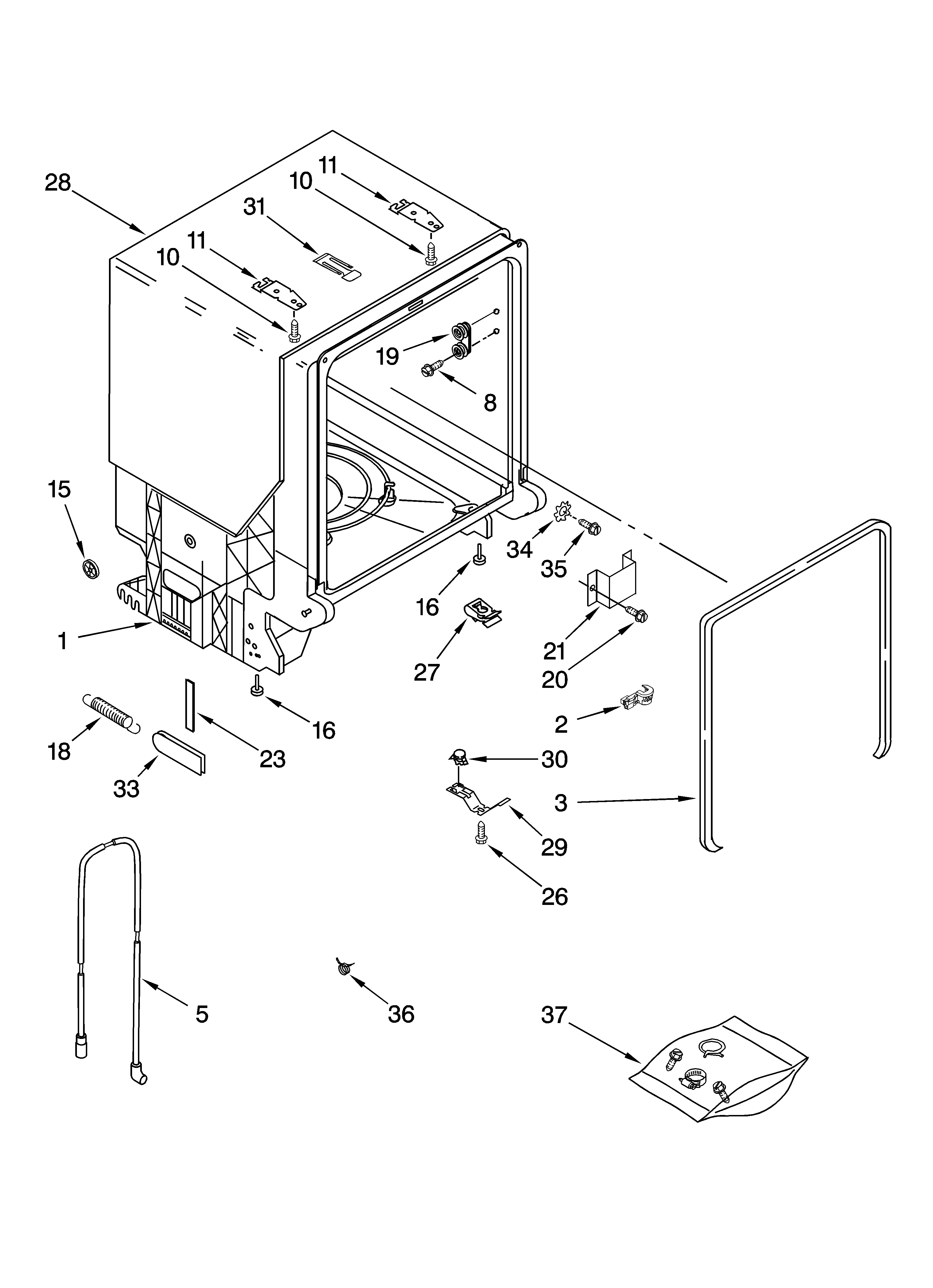 TUB AND FRAME PARTS