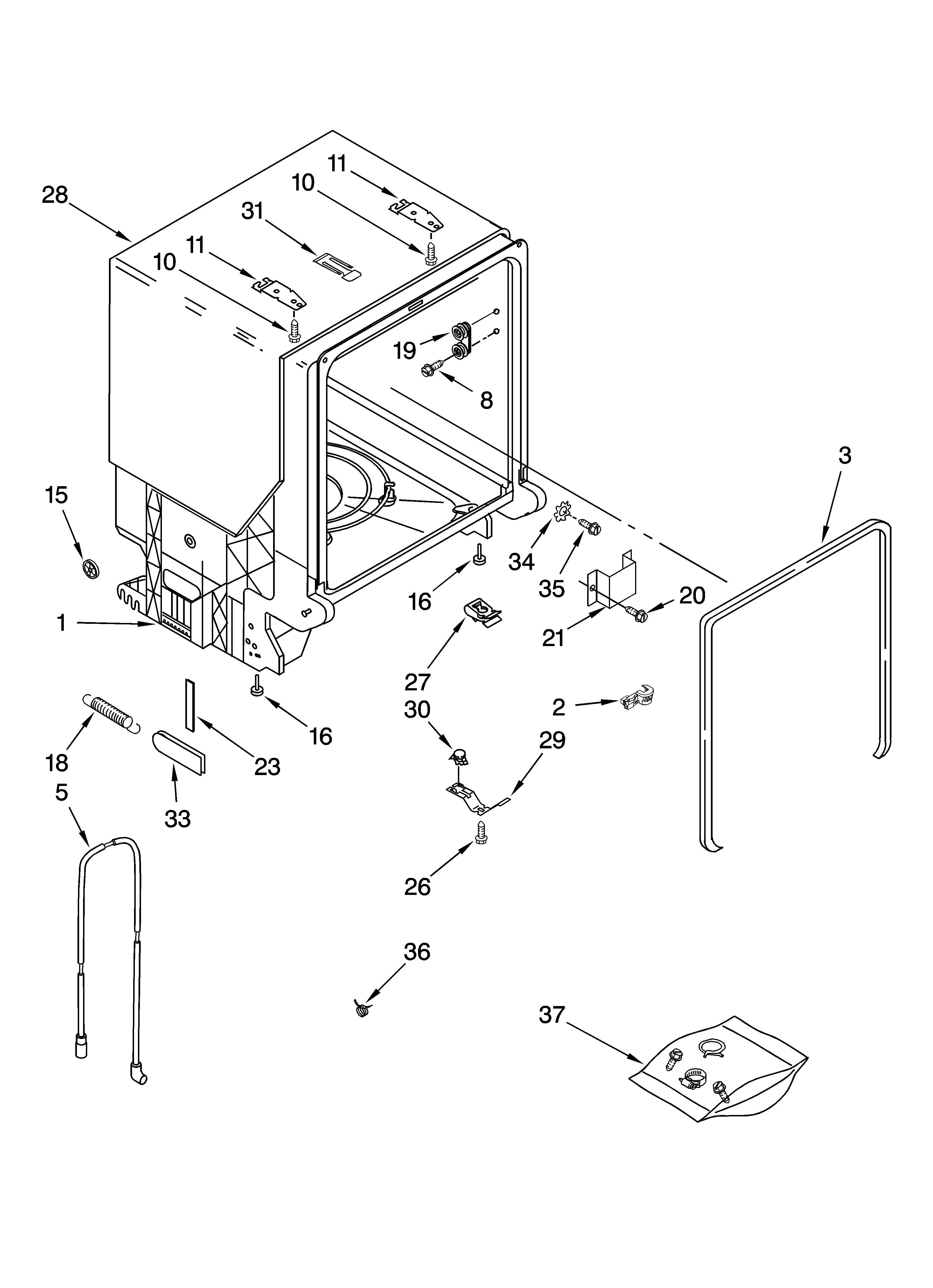 Tub and frame parts