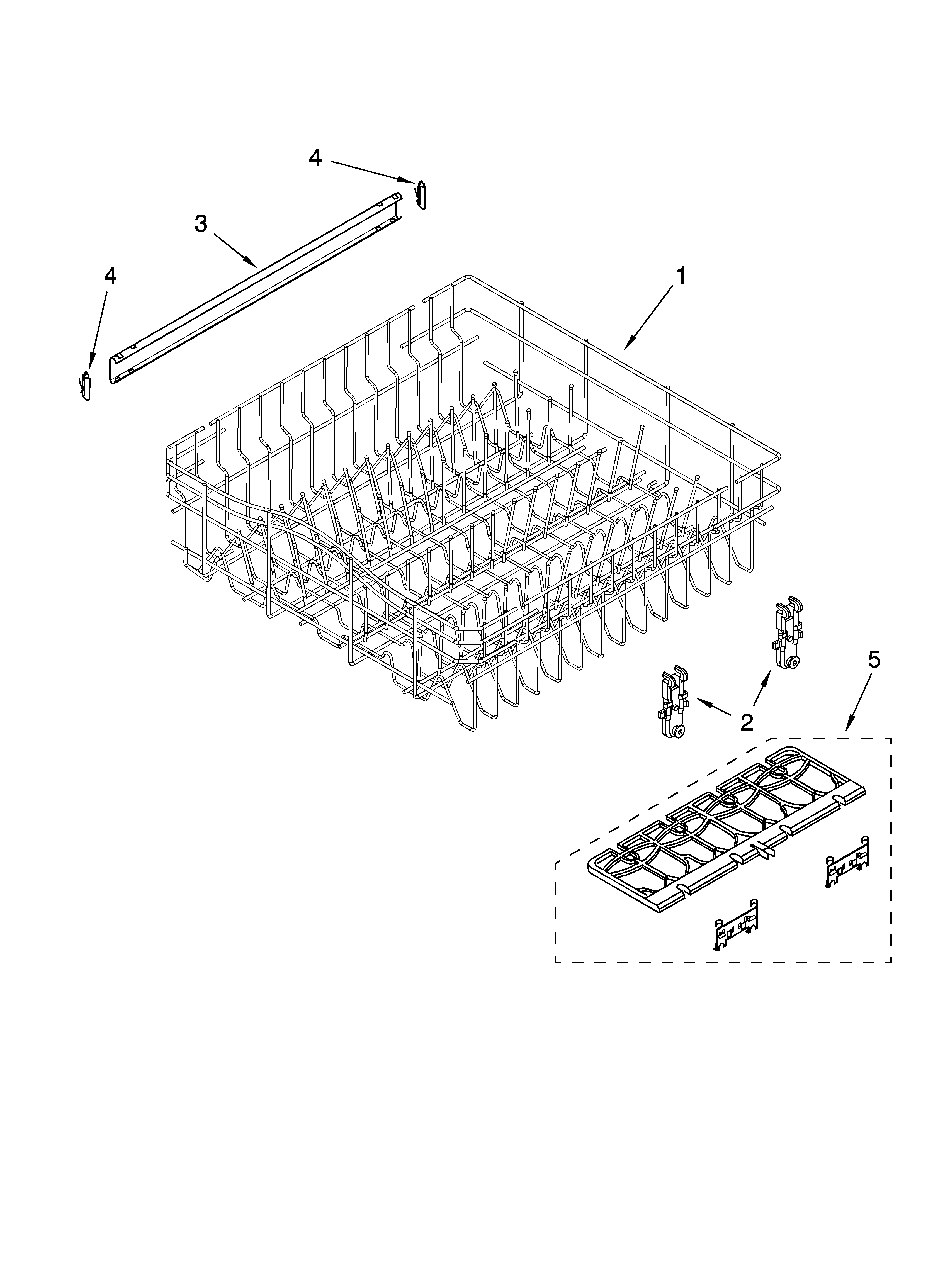 Upper rack and track parts