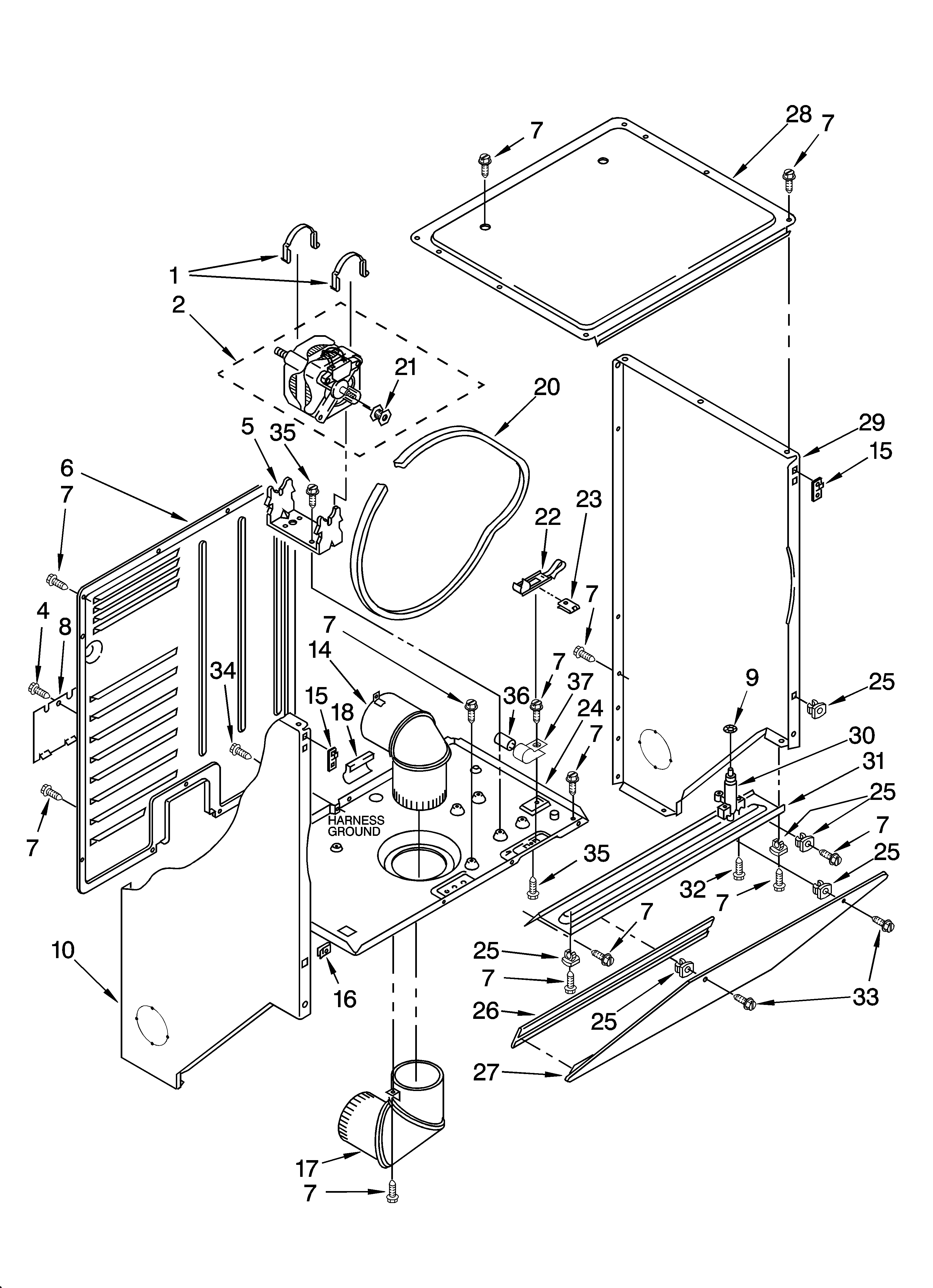 Dryer cabinet and motor parts
