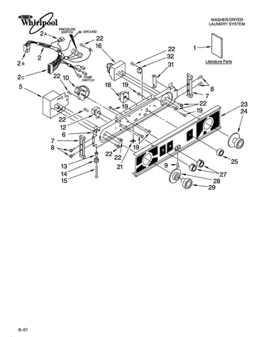 Washer/dryer control panel parts
