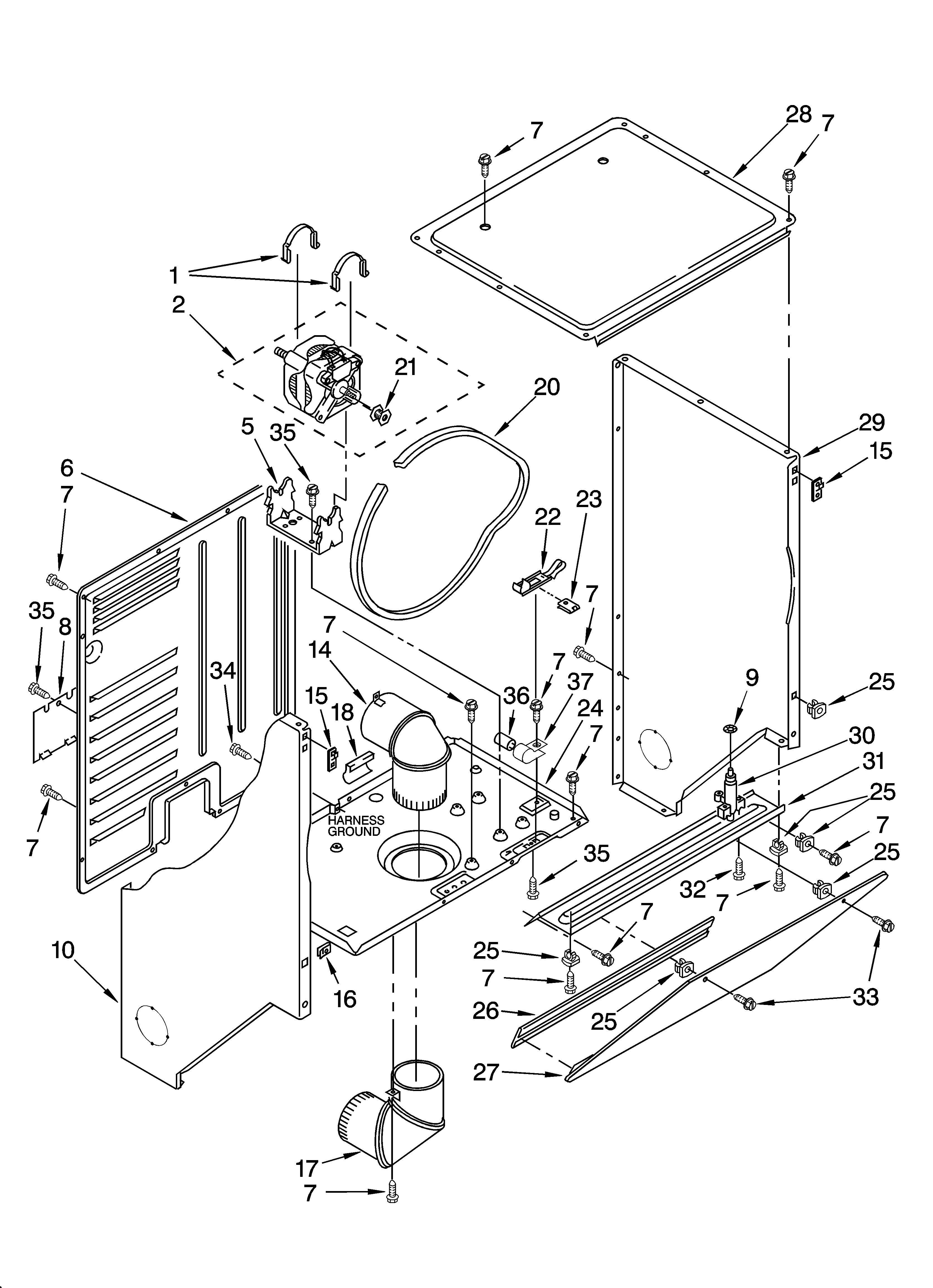 Dryer cabinet and motor parts