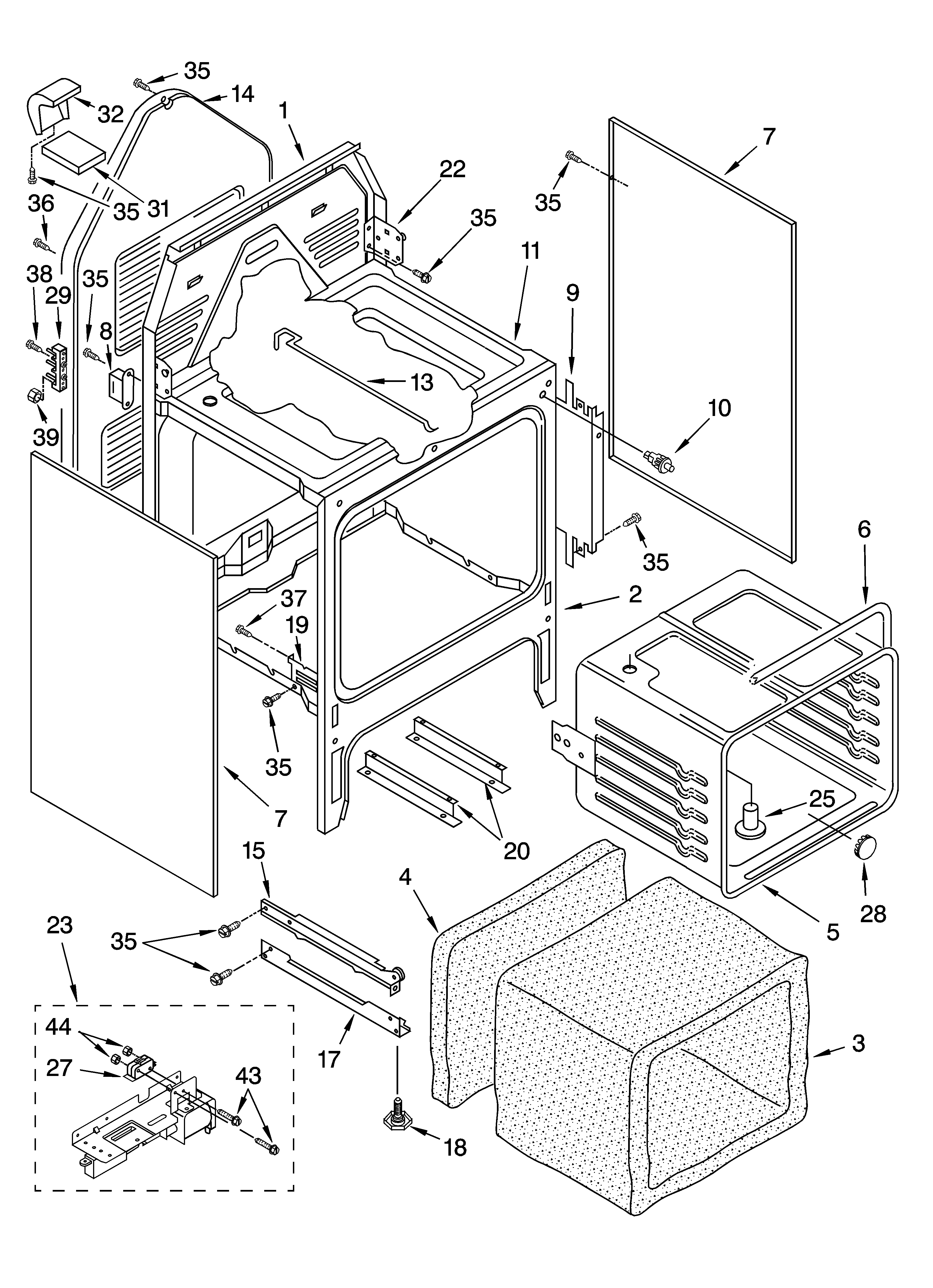Oven chassis parts