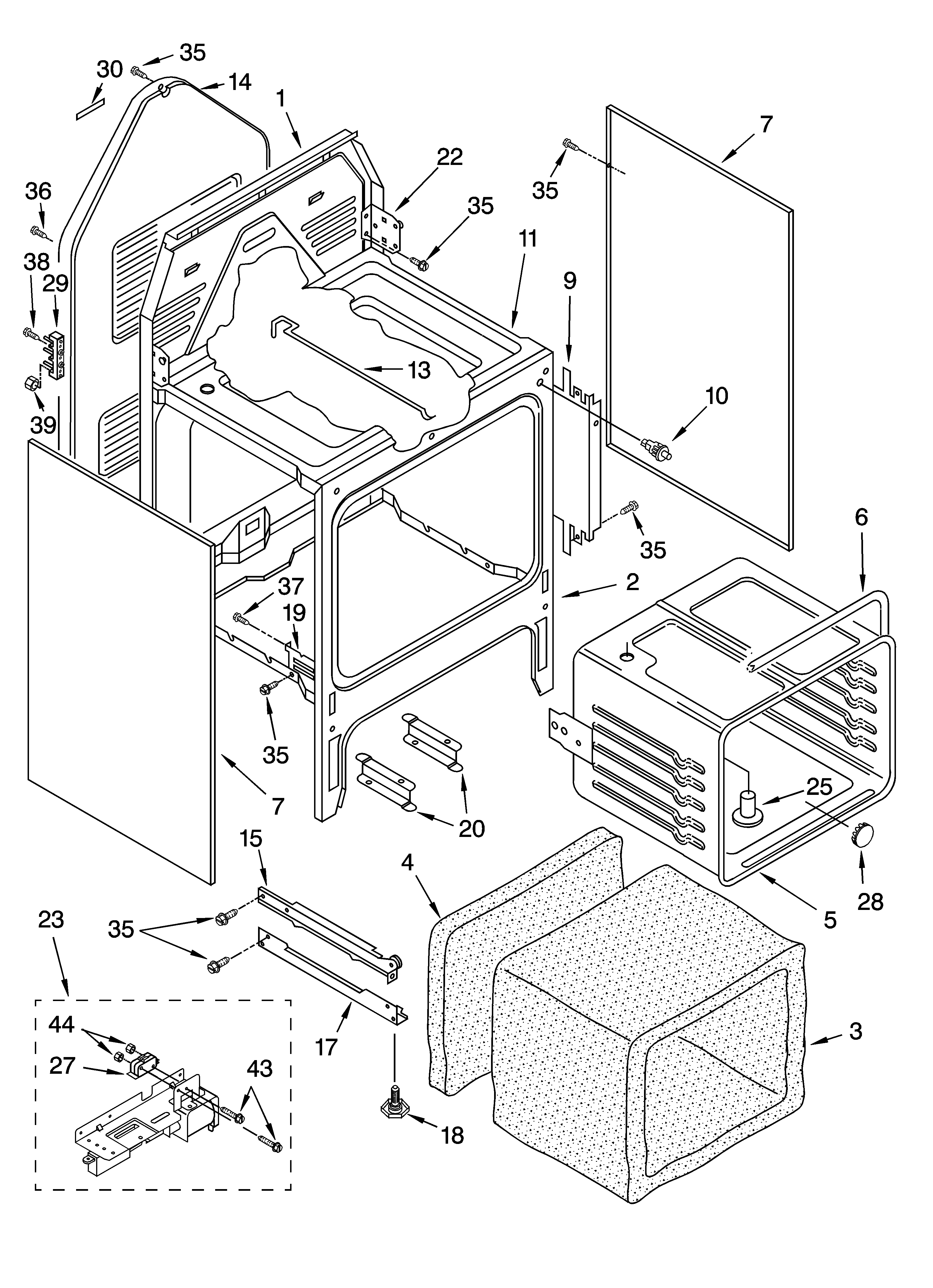 Oven chassis parts