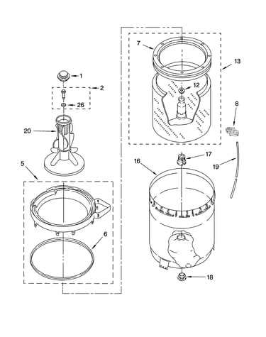 Agitator, basket and tub parts