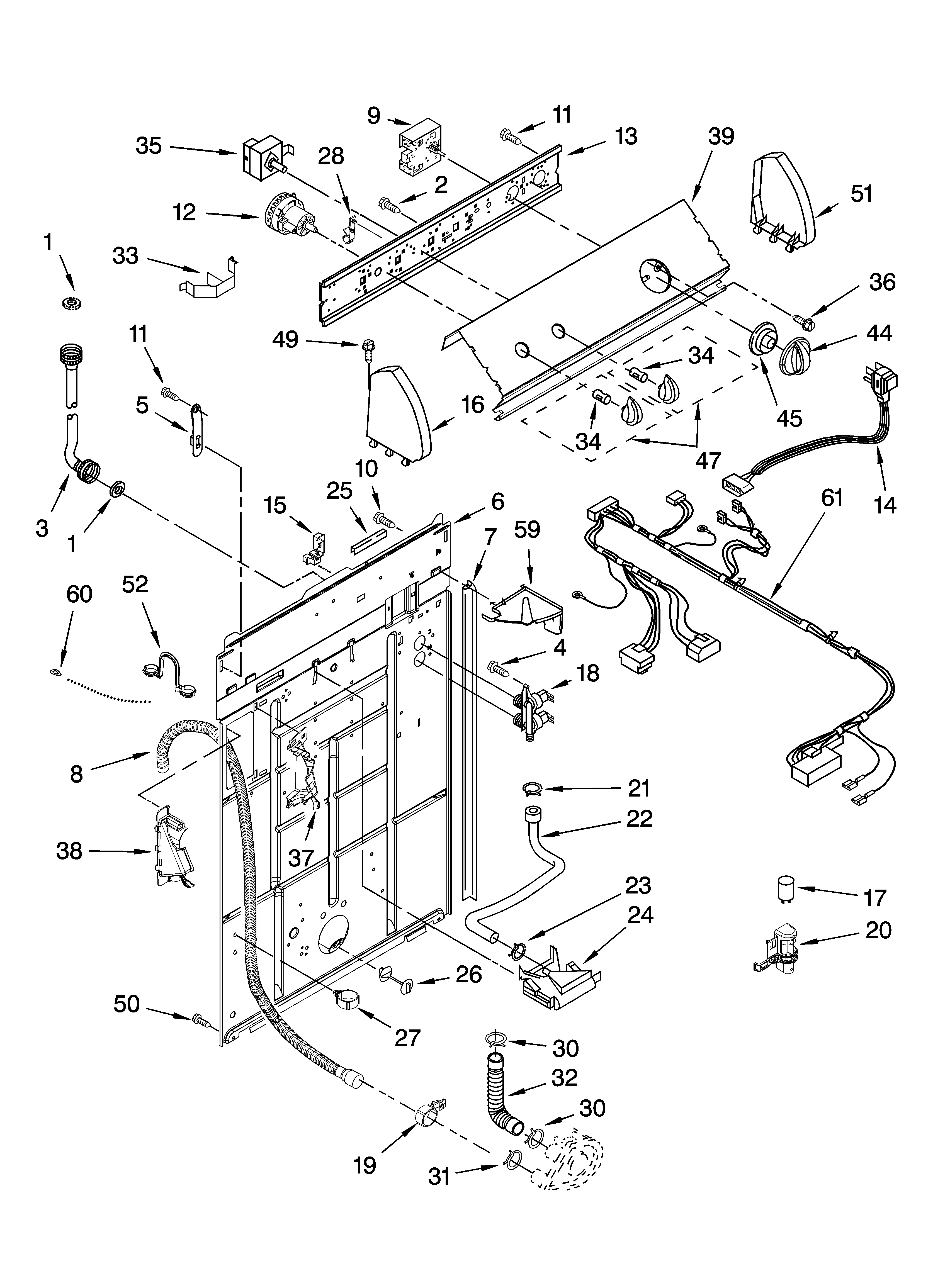 Controls and rear panel parts