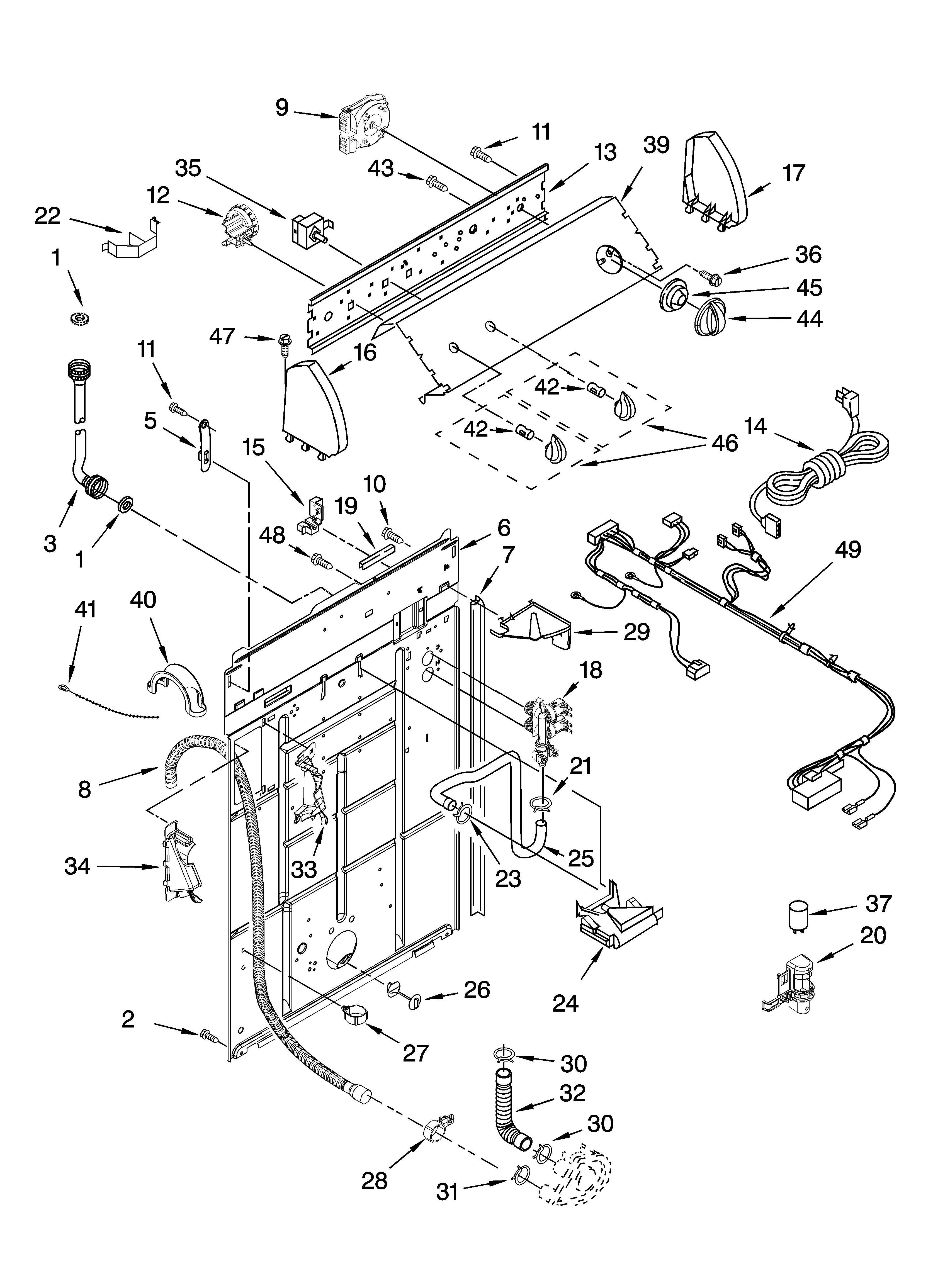 Controls and rear panel parts