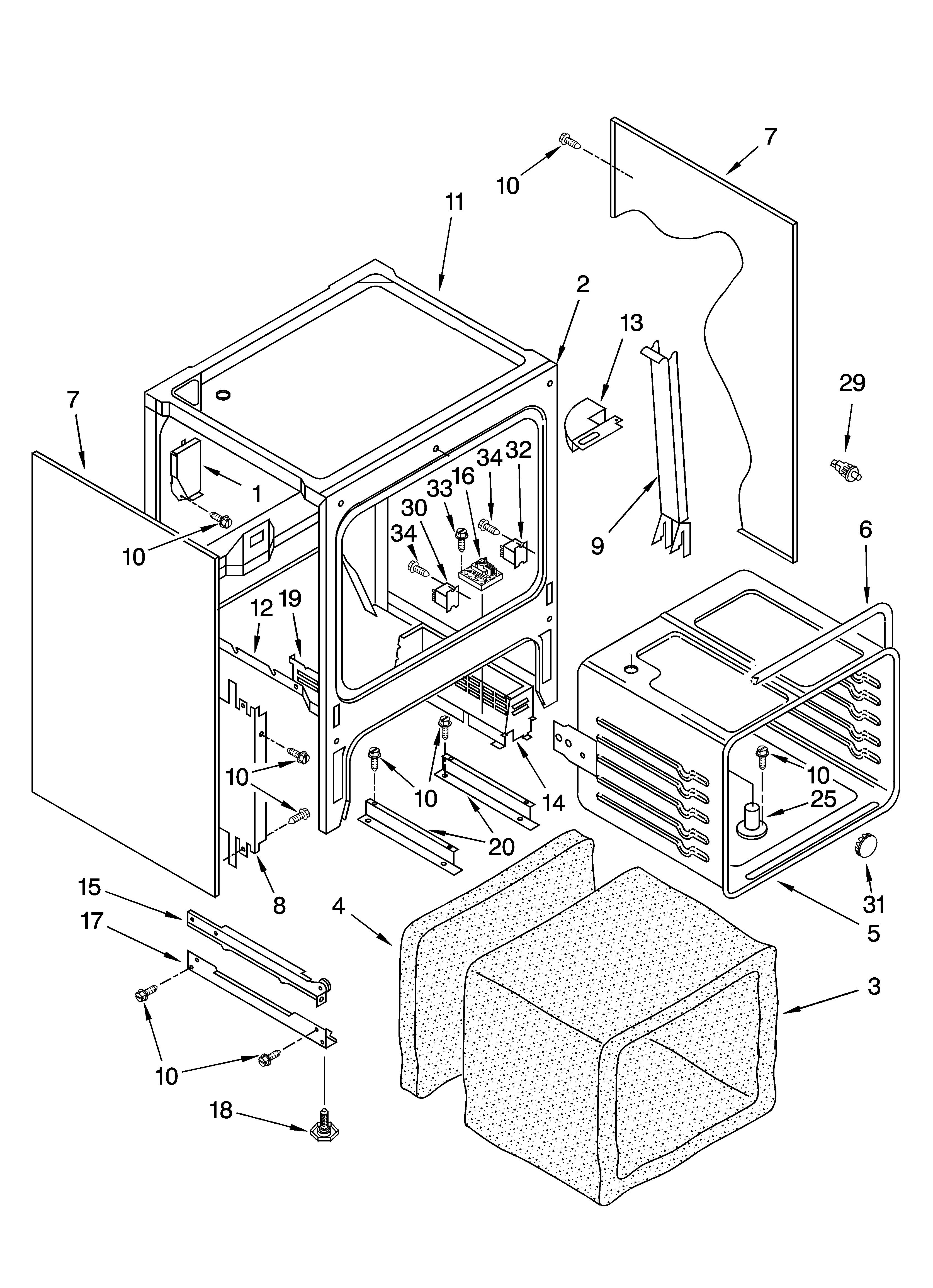 Oven chassis parts