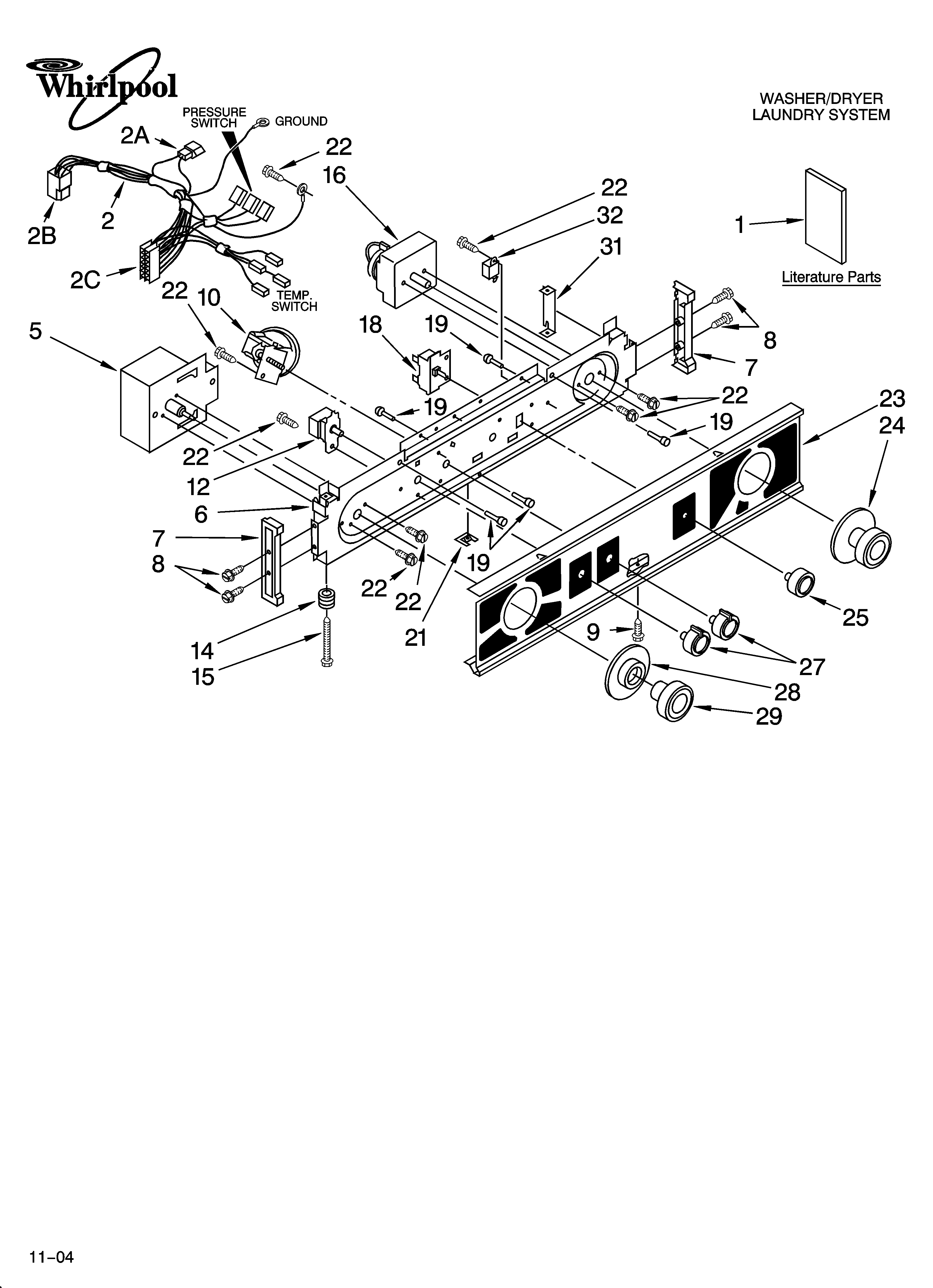 WASHER/DRYER CONTROL PANEL PARTS