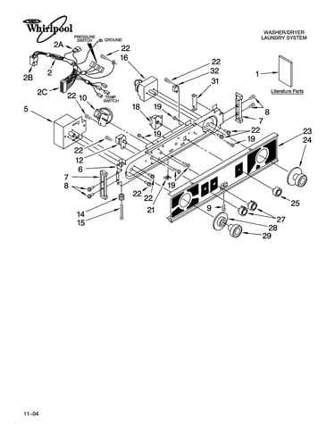Washer/dryer control panel parts