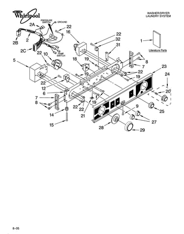 Washer/dryer control panel parts