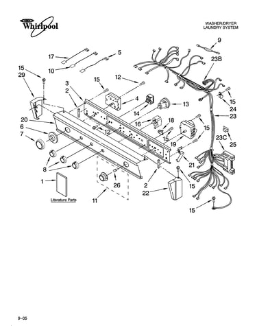 Washer/dryer control panel parts