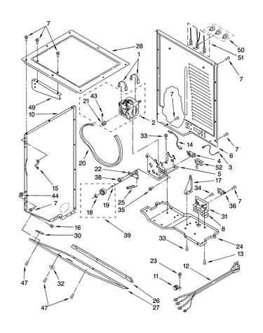Dryer cabinet and motor parts