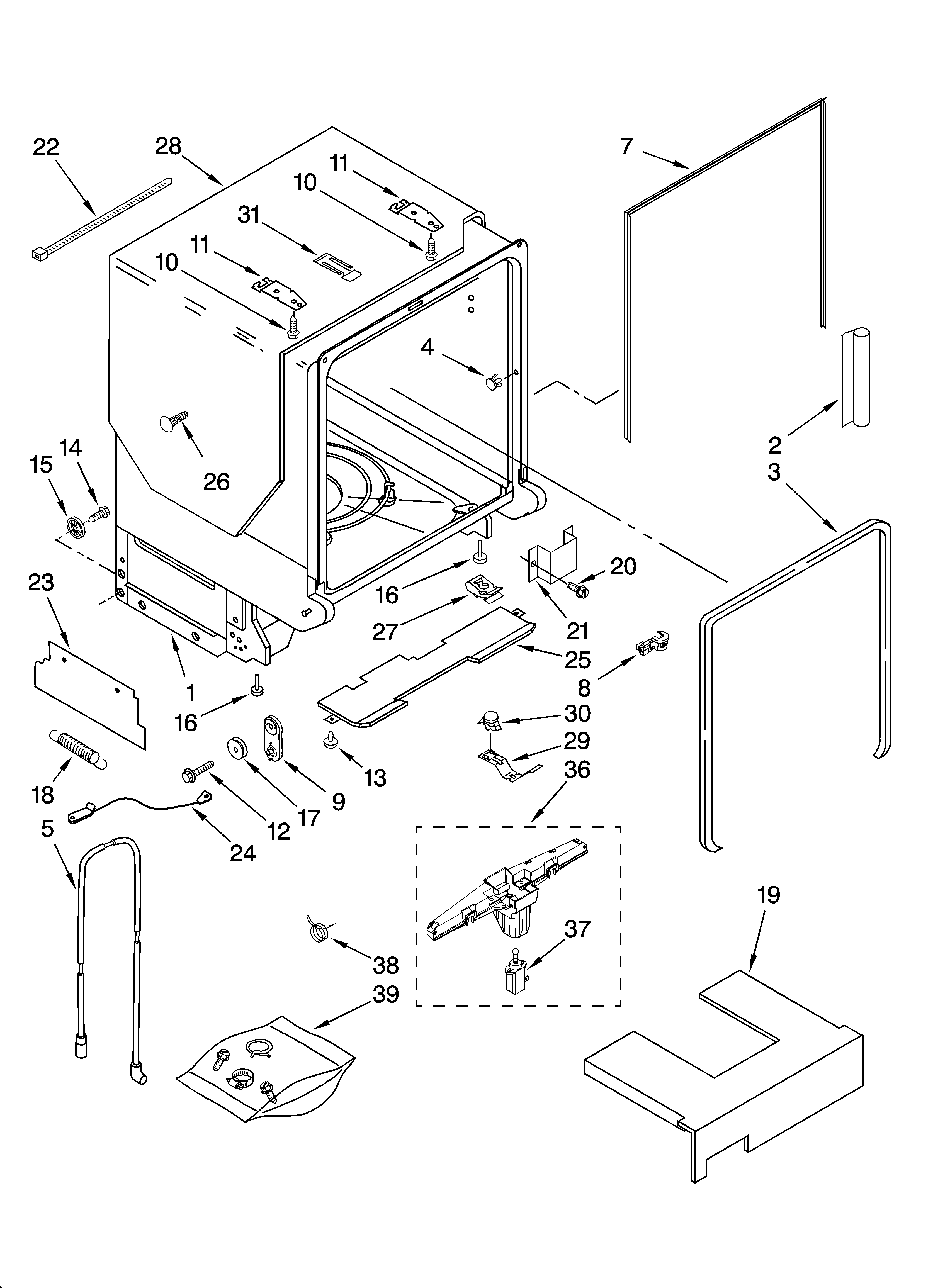 TUB AND FRAME PARTS