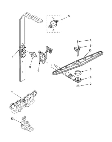 Upper wash and rinse parts