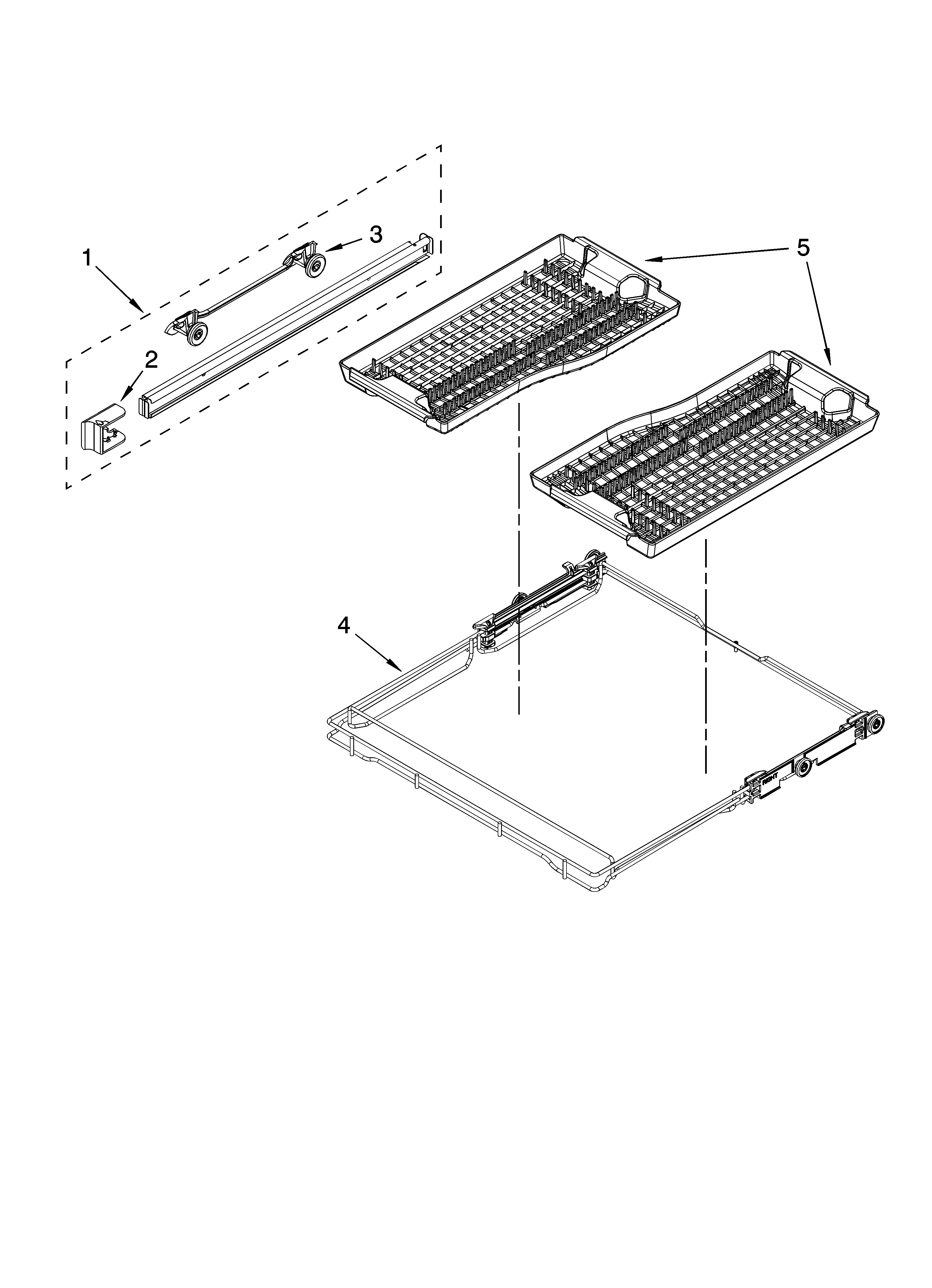 Third level rack and track parts