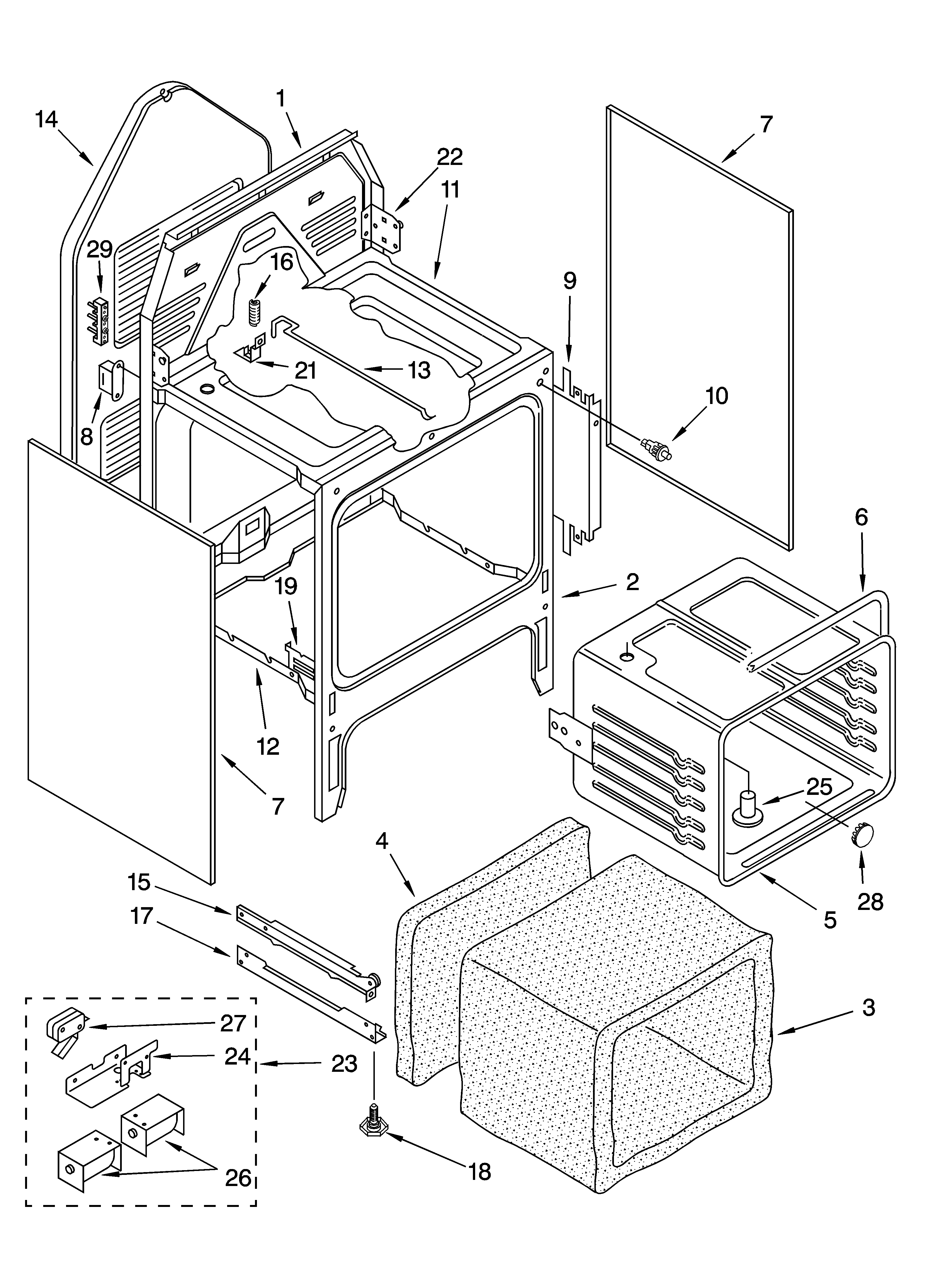 Oven chassis parts