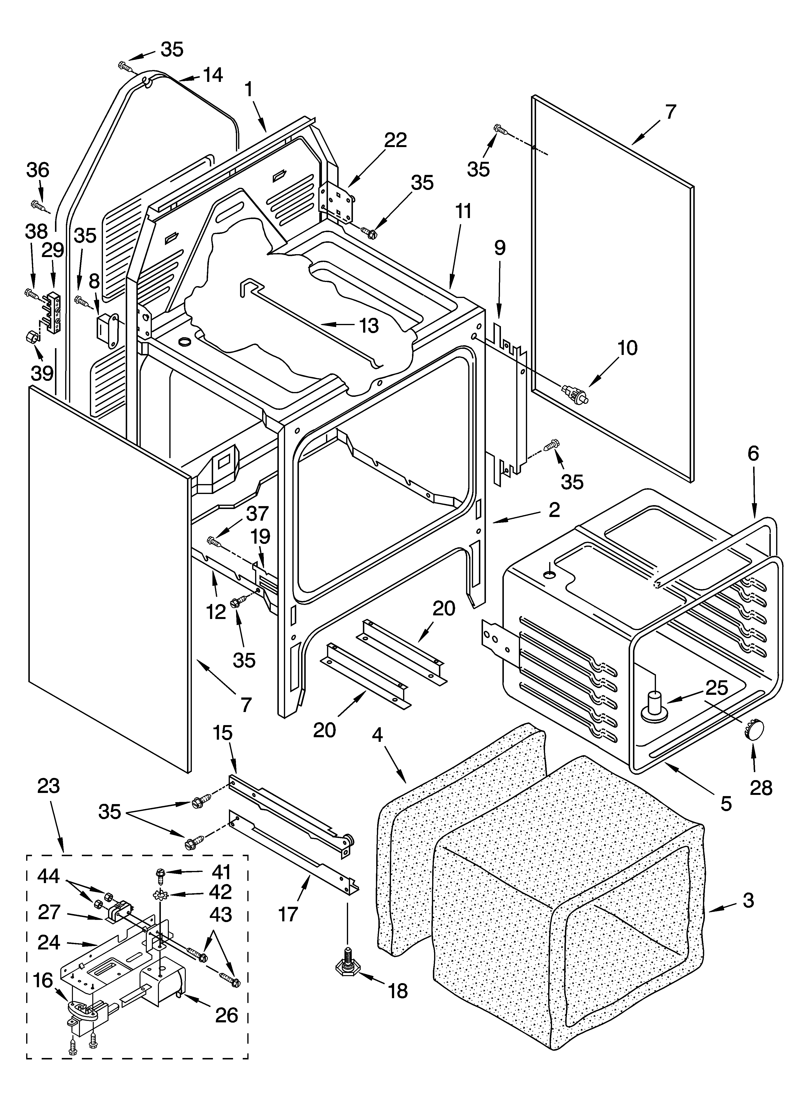 Oven chassis parts