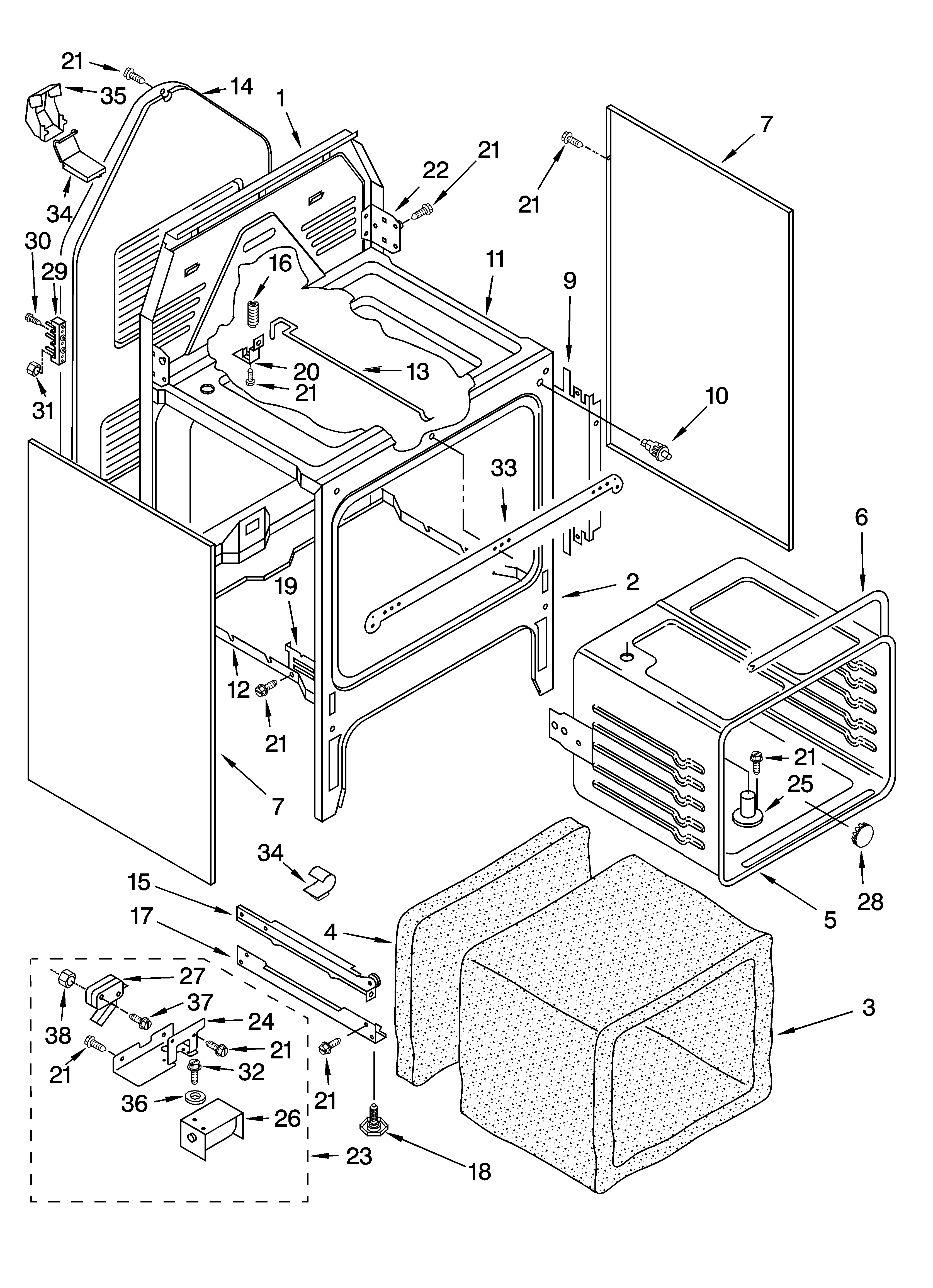 Oven chassis parts