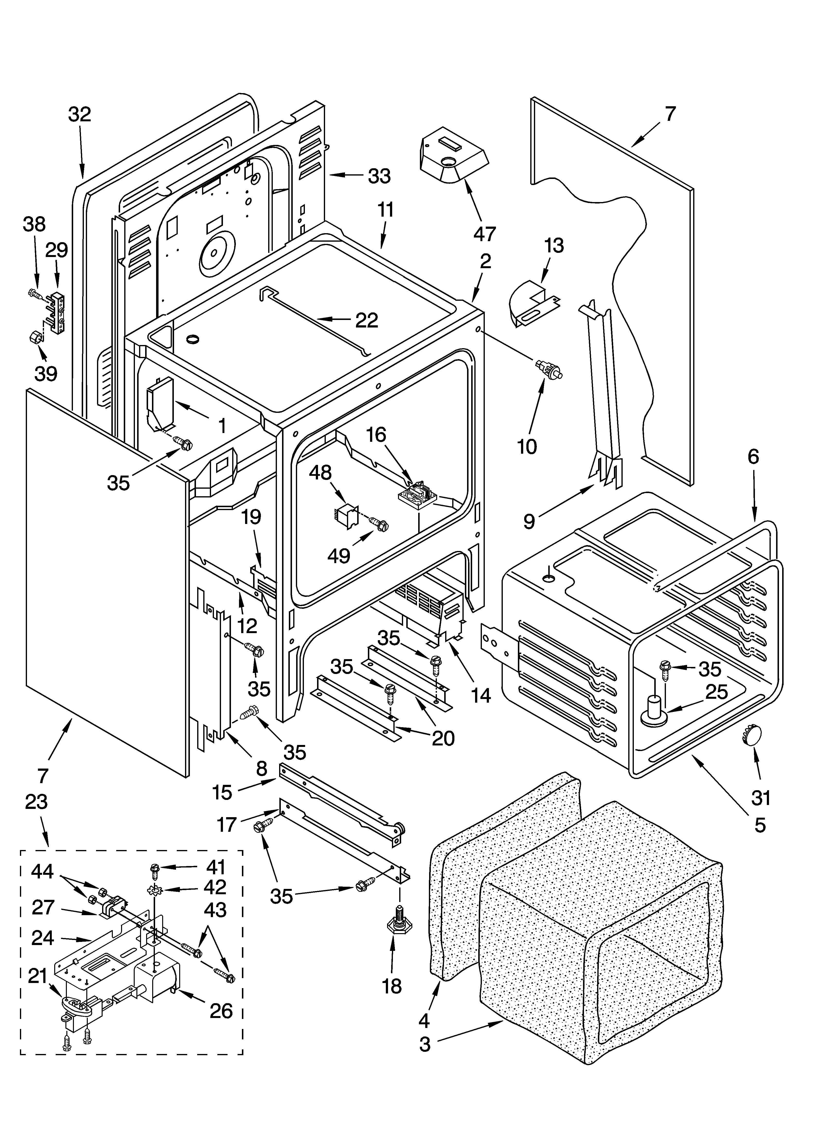 Oven chassis parts