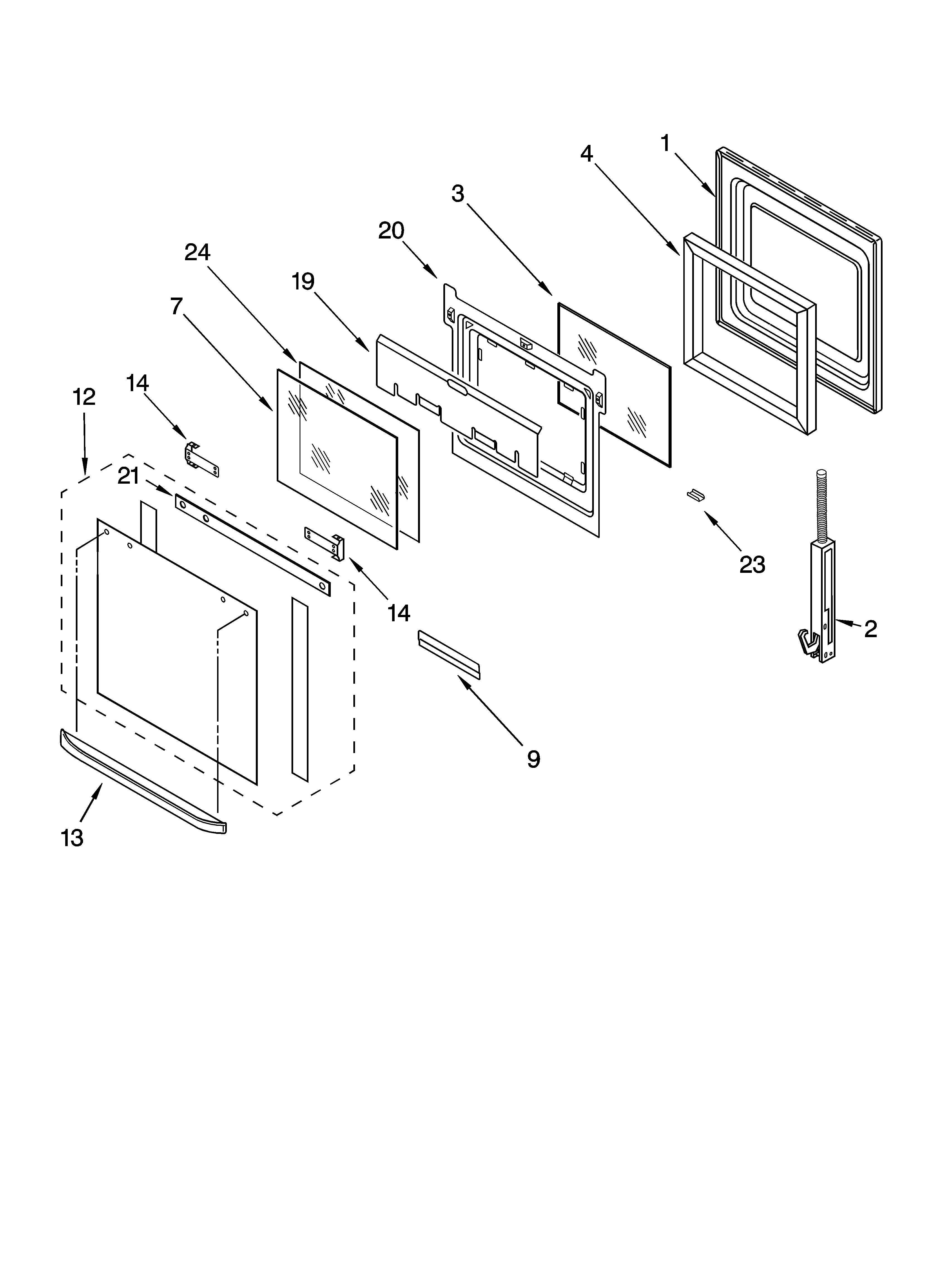 Oven door parts