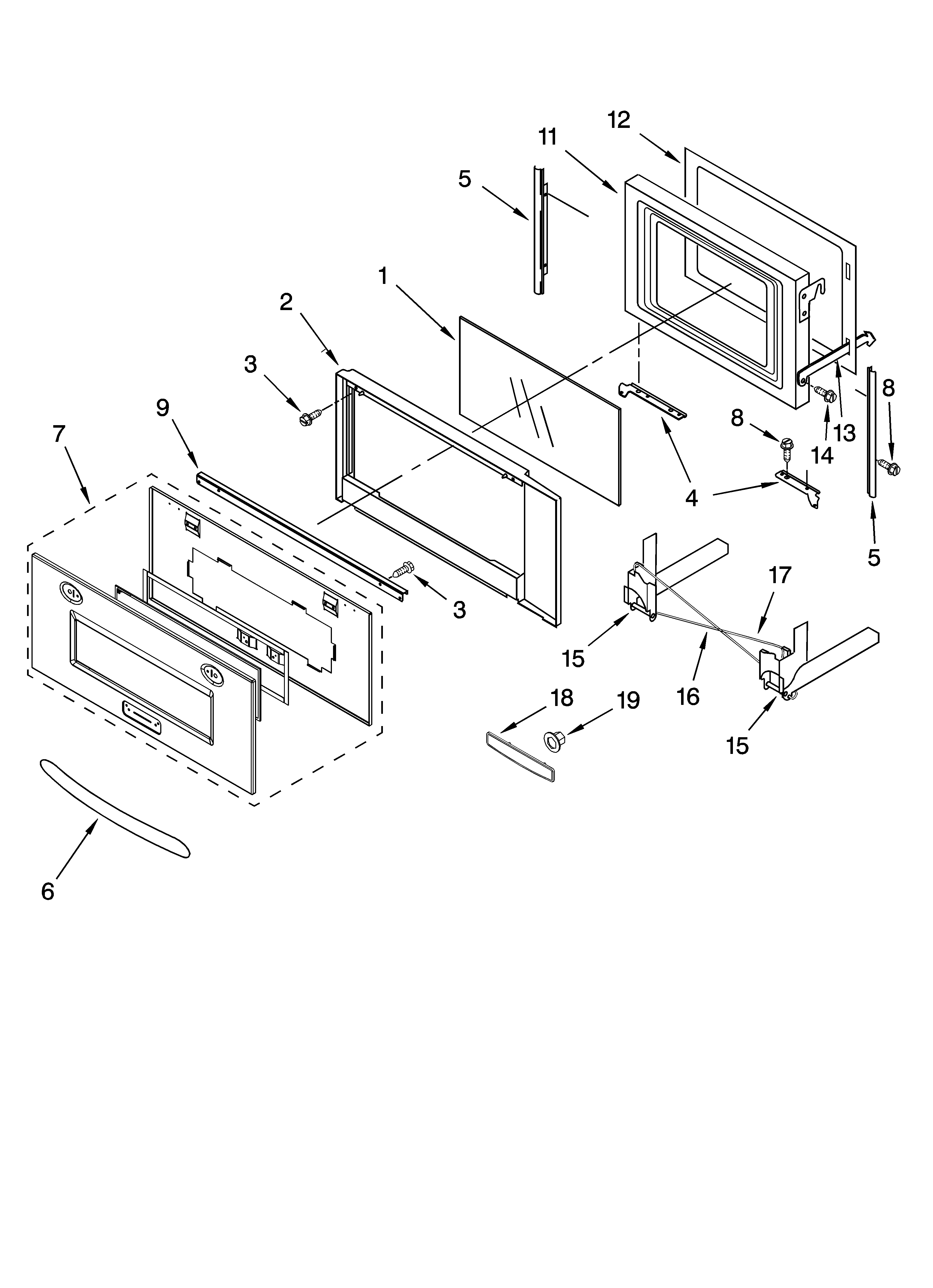 Microwave door parts, optional parts