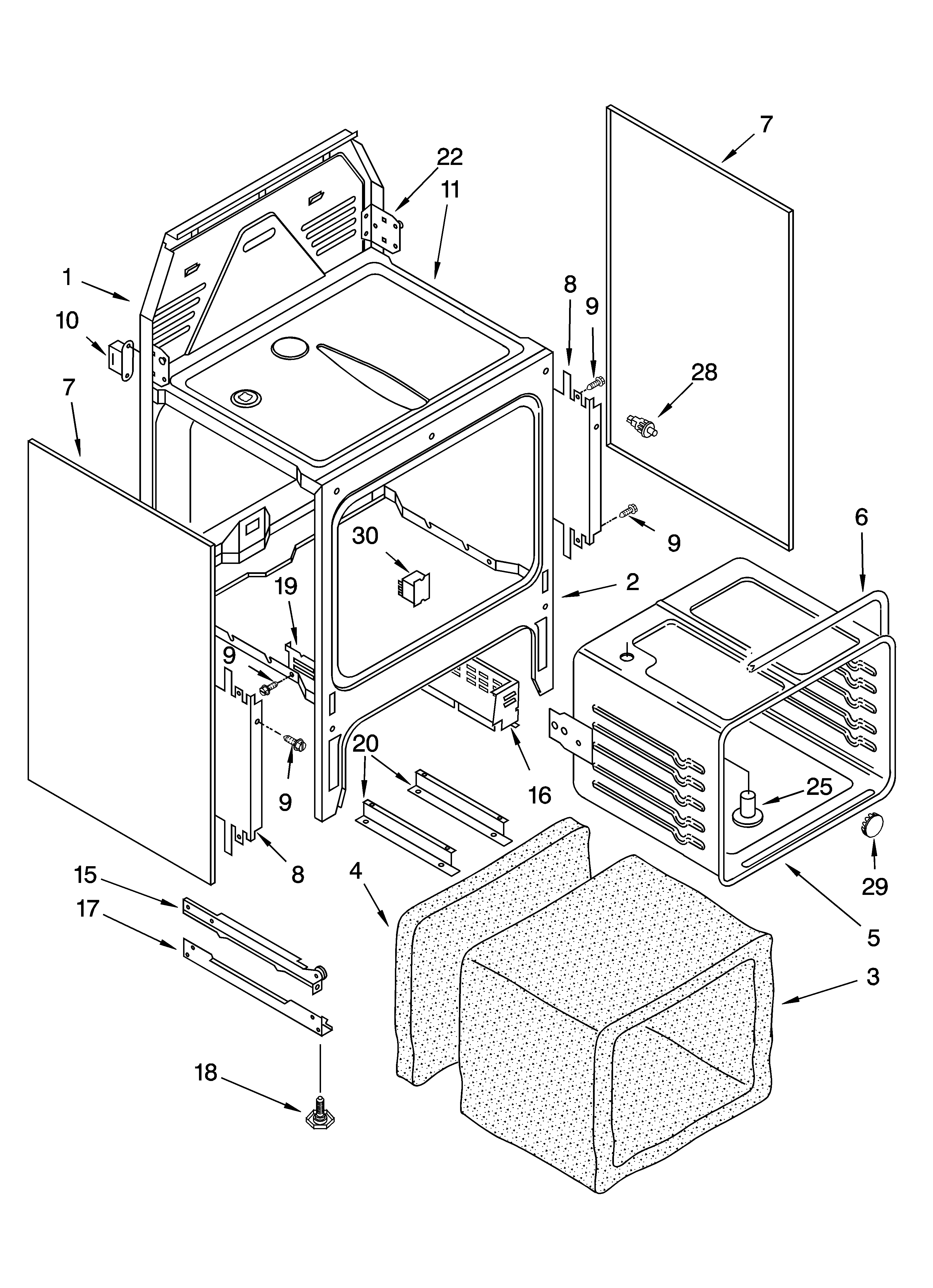 Oven chassis parts