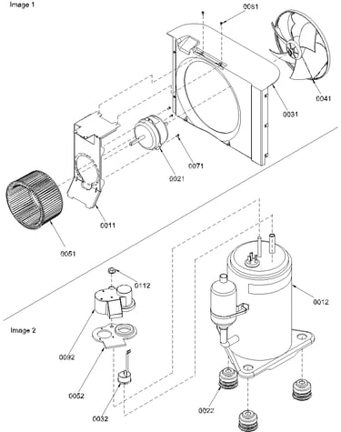 Fan motor assembly/compressor assembly
