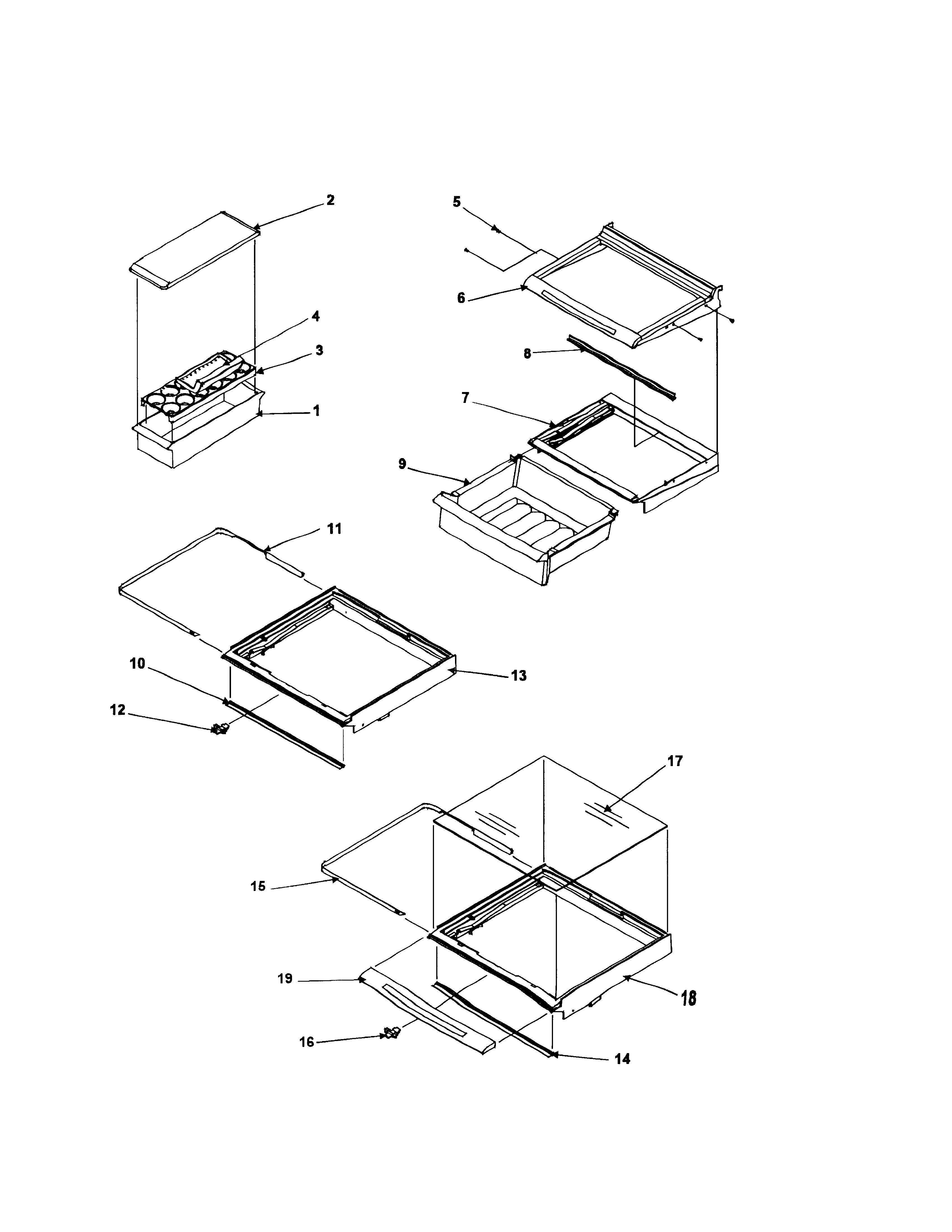 Deli / shelves / crisper / accessaries
