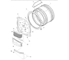 Amana ALG331RAW-PALG331RAW front bulkhead, air duct & drum diagram