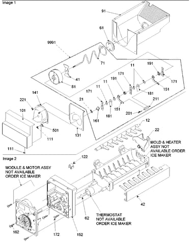 Ice bucket auger & ice maker parts