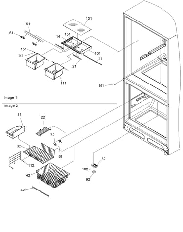 Crisper assy & freezer feature assy