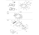 Amana BX518VE-P1324301WE refrig. feature, shelf & meatkeeper assy diagram