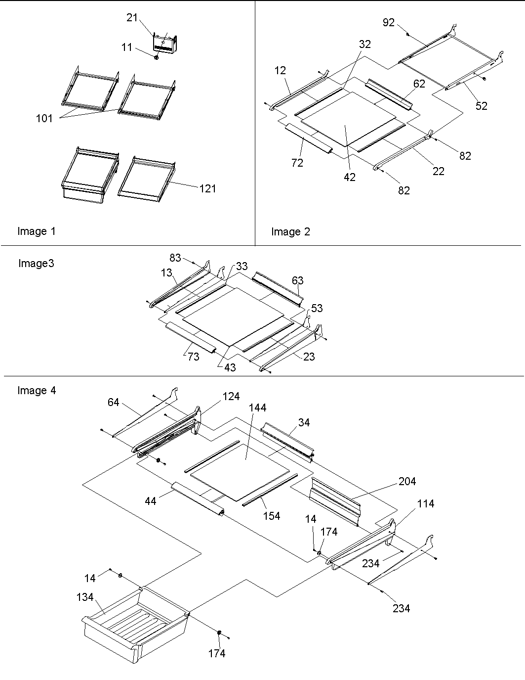 Refrig. feature, shelf & meatkeeper assy