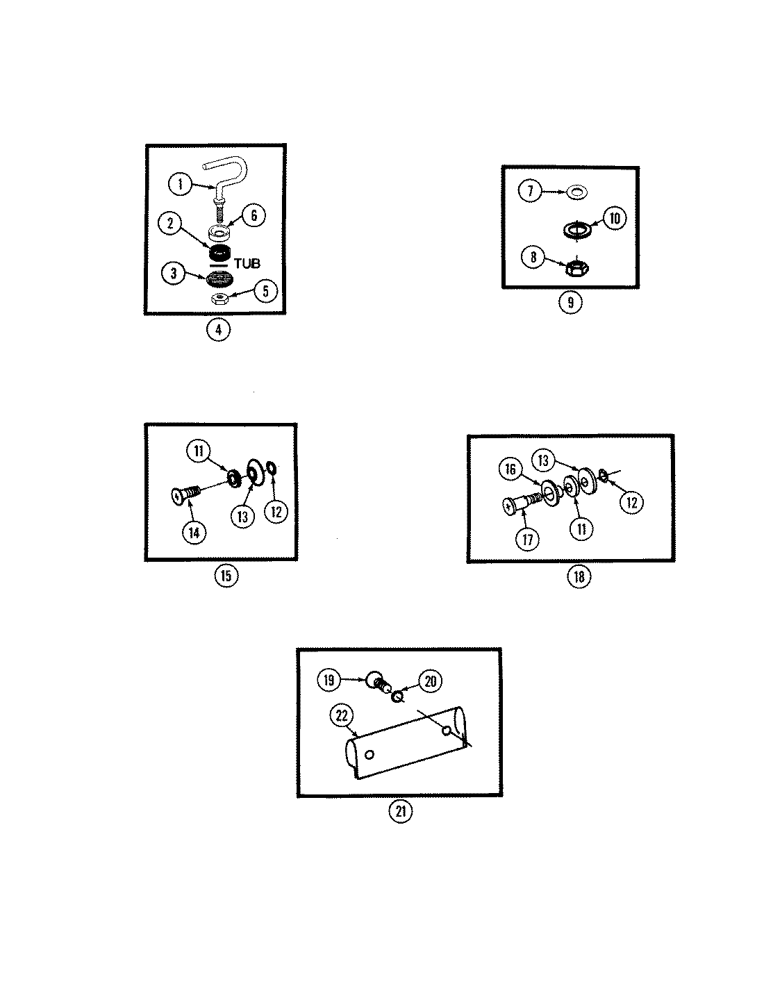 Tub fastener kit