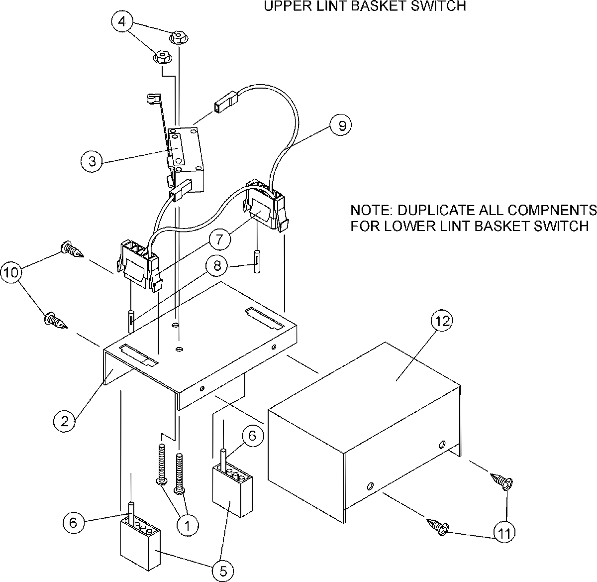 Lint drawer switch assembly