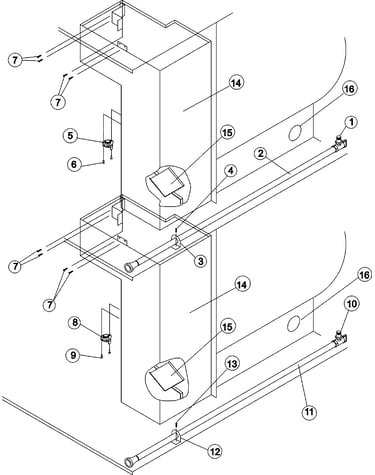 Burner box/piping assemblies