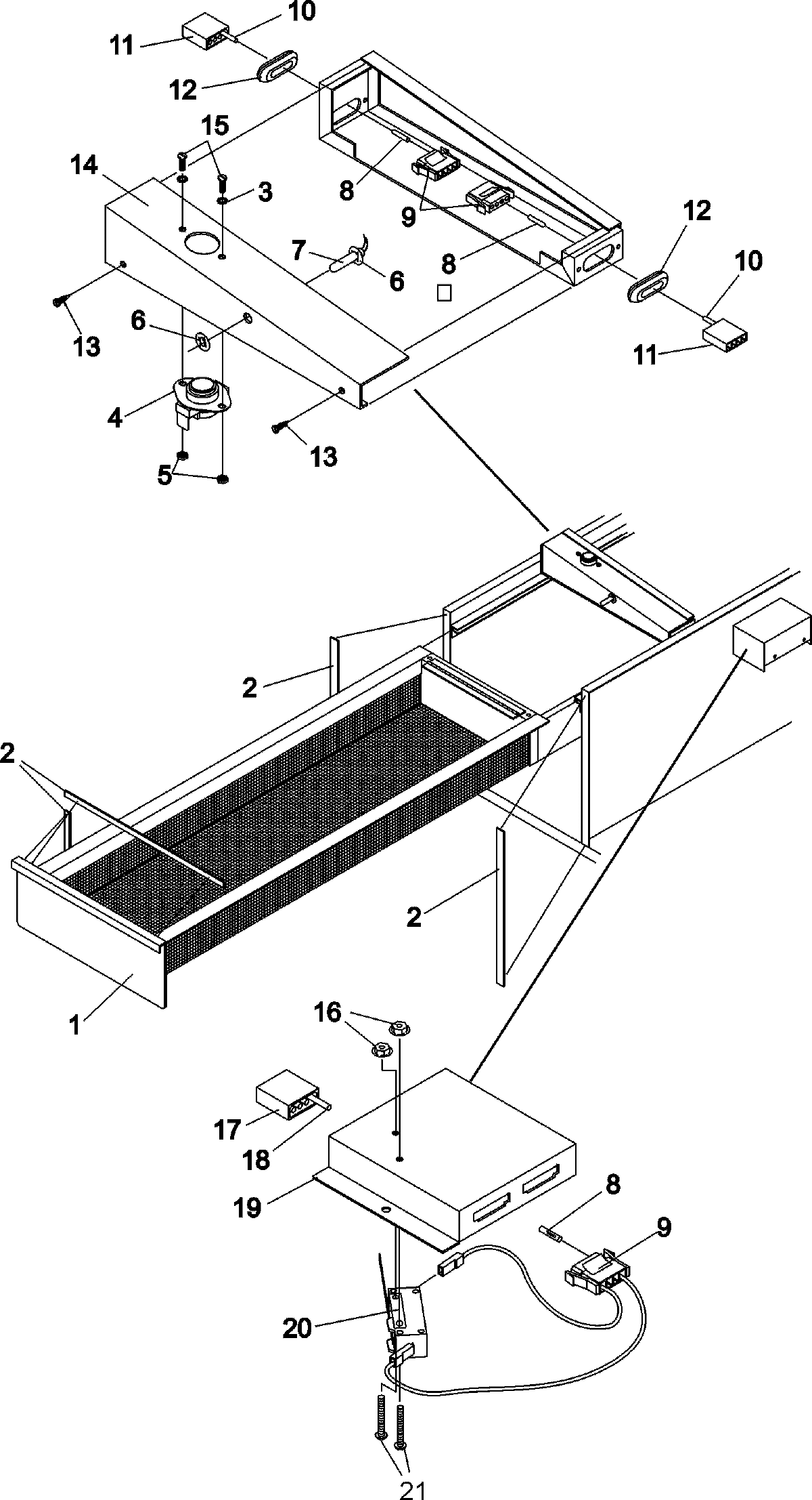 Lint drawer w/temp and switch assy